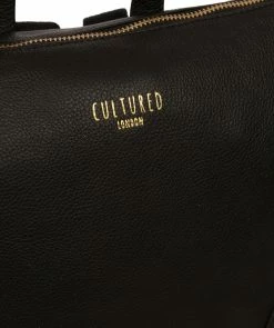 Cultured London 'Iiford' Black Leather Backpack -Max Factor Shop 000a59e742f74938a2e76b31e78ba466