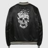 Bolongaro Trevor Bird Skull Bomber Jacket With White Stripes - Black
