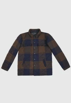 Bolongaro Trevor Checked Quilted Collared Jacket In Brown