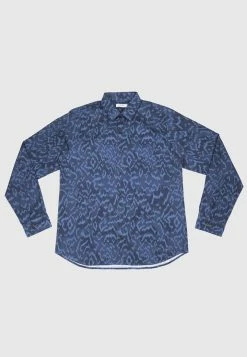 Bolongaro Trevor Skinny Fit Classic Leopard Shirt In Navy - Blue