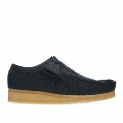Men's Clarks Originals Wallabee Raffia Shoes in Black
