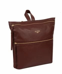 Cultured London 'Addington' Rich Chestnut Leather Backpack -Max Factor Shop 20c999f27f6f40eabefd4100fcd0eb16