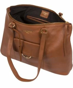 Cultured London 'Bayswater' Dark Tan Leather Tote Bag -Max Factor Shop 25dd3a689cd7426c848206c0d2a20d42