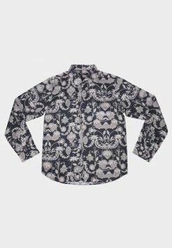 Bolongaro Trevor Long Sleeve Floral Shirt Black and Grey