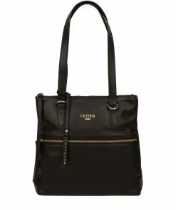Cultured London 'Chesham' Black Leather Tote Bag