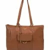 Cultured London 'Bayswater' Dark Tan Leather Tote Bag