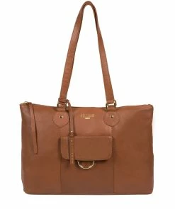 Cultured London 'Bayswater' Dark Tan Leather Tote Bag