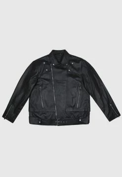 Bolongaro Trevor Oversized Zip Biker With Belt - Black