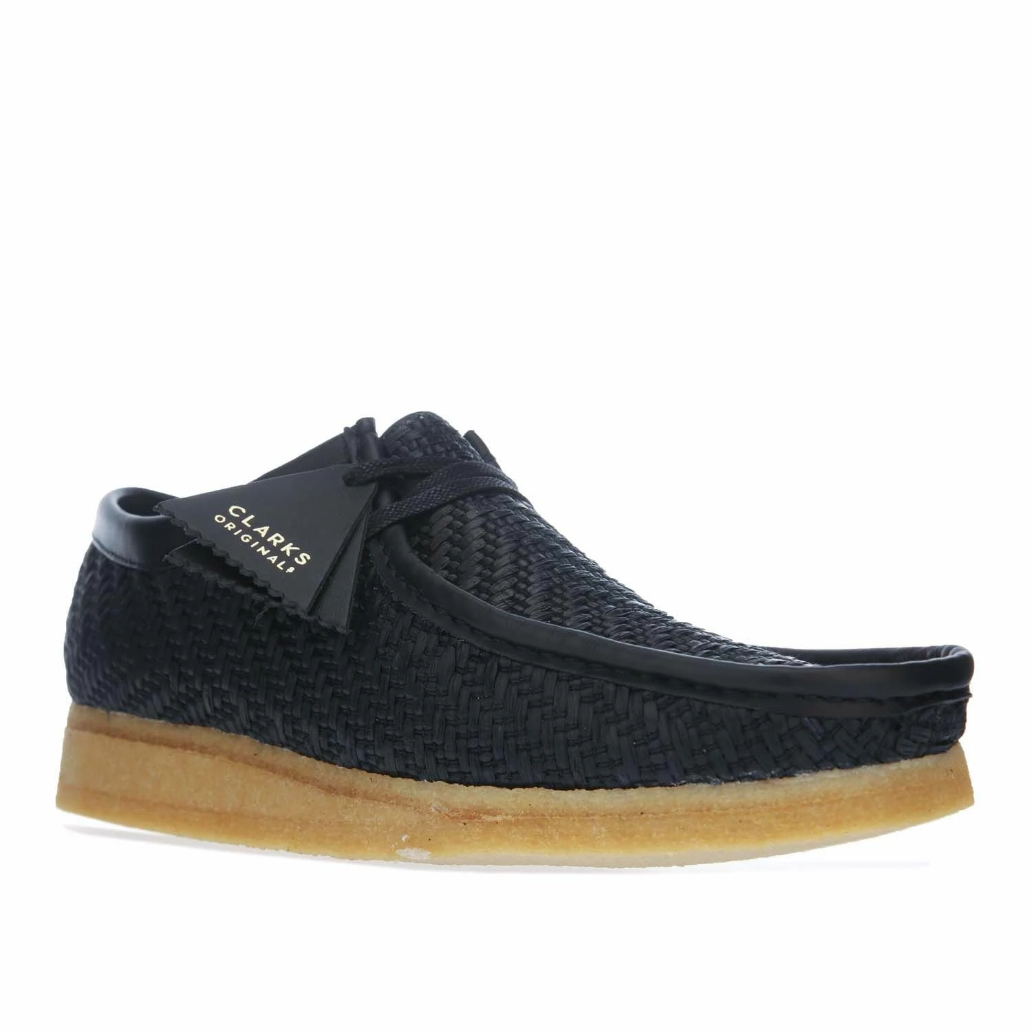 Men's Clarks Originals Wallabee Raffia Shoes in Black 2 Men's Clarks Originals Wallabee Raffia Shoes in Black - Image 2