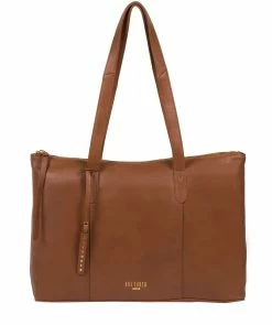 Cultured London 'Barbican' Dark Tan Leather Tote Bag