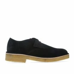 Men's Clarks Originals Desert Khan 221 Suede Shoes in Black