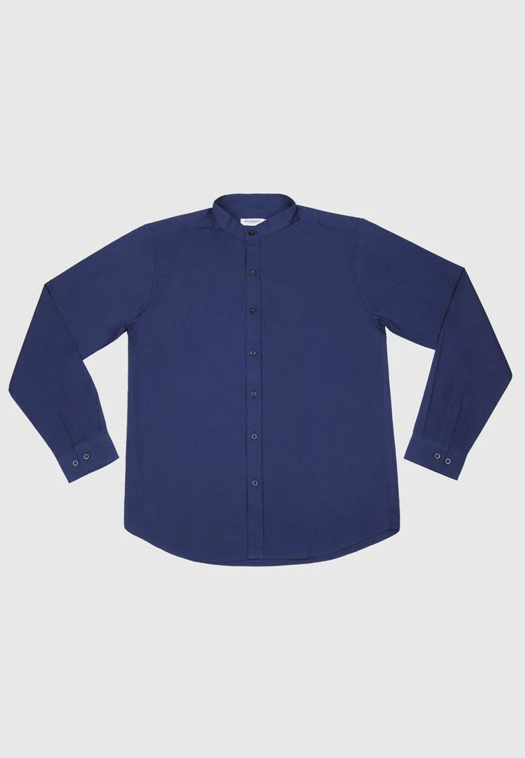 Bolongaro Trevor Grandad Shirt In Navy 1 Bolongaro Trevor Grandad Shirt In Navy