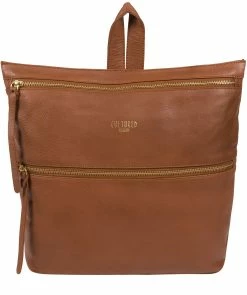 Cultured London 'Addington' Dark Tan Leather Backpack