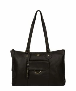 Cultured London 'Bayswater' Black Leather Tote Bag