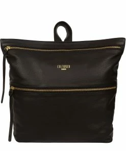 Cultured London 'Addington' Black Leather Backpack