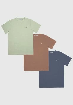 Bolongaro Trevor 3 Pack Lounge T-Shirts in Blue Green and Brown - Multicolour
