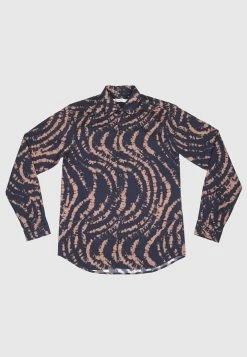 Bolongaro Trevor Skinny Fit Classic Shirt In Tie Dye Rust - Black