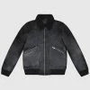 Bolongaro Trevor Colton Leather Bomber Jacket - Black