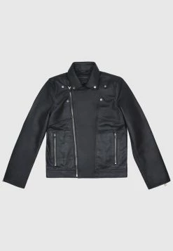 Bolongaro Trevor Perforated Panel Leather Biker Jacket - Black