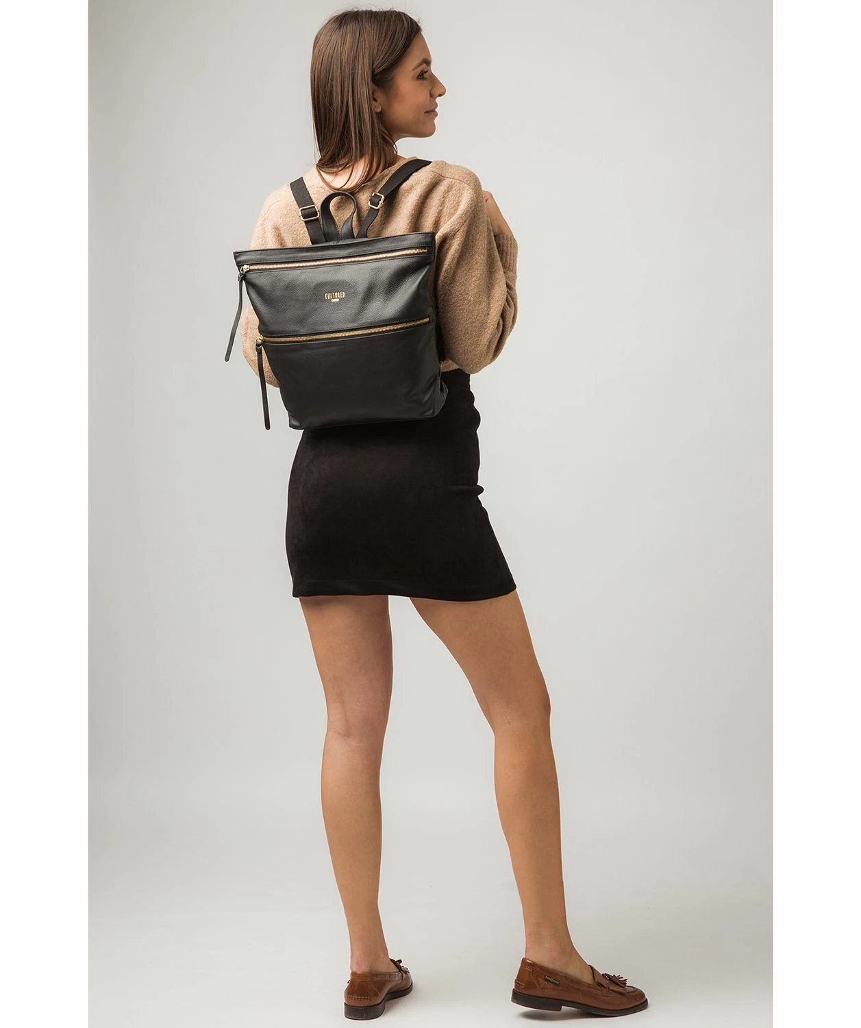 Cultured London 'Addington' Black Leather Backpack 2 Cultured London 'Addington' Black Leather Backpack - Image 2