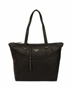 Cultured London 'Heston' Black Leather Tote Bag